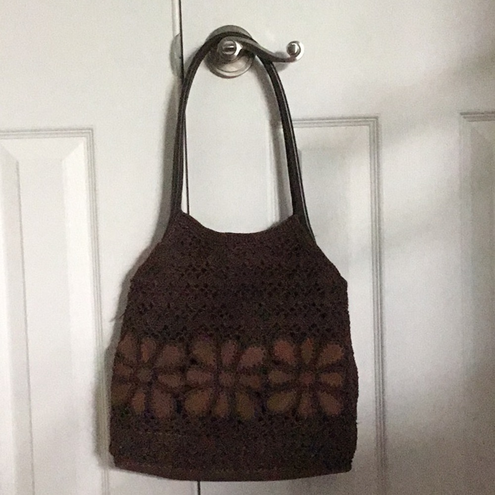 Nine West crotchet shoulder bag with suede details